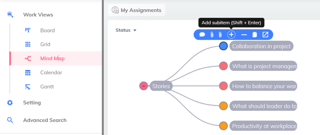 Subtask actions - UpDiagram