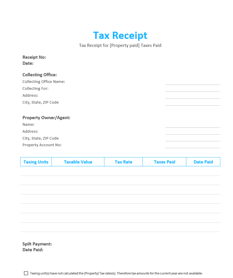 Tax receipt template